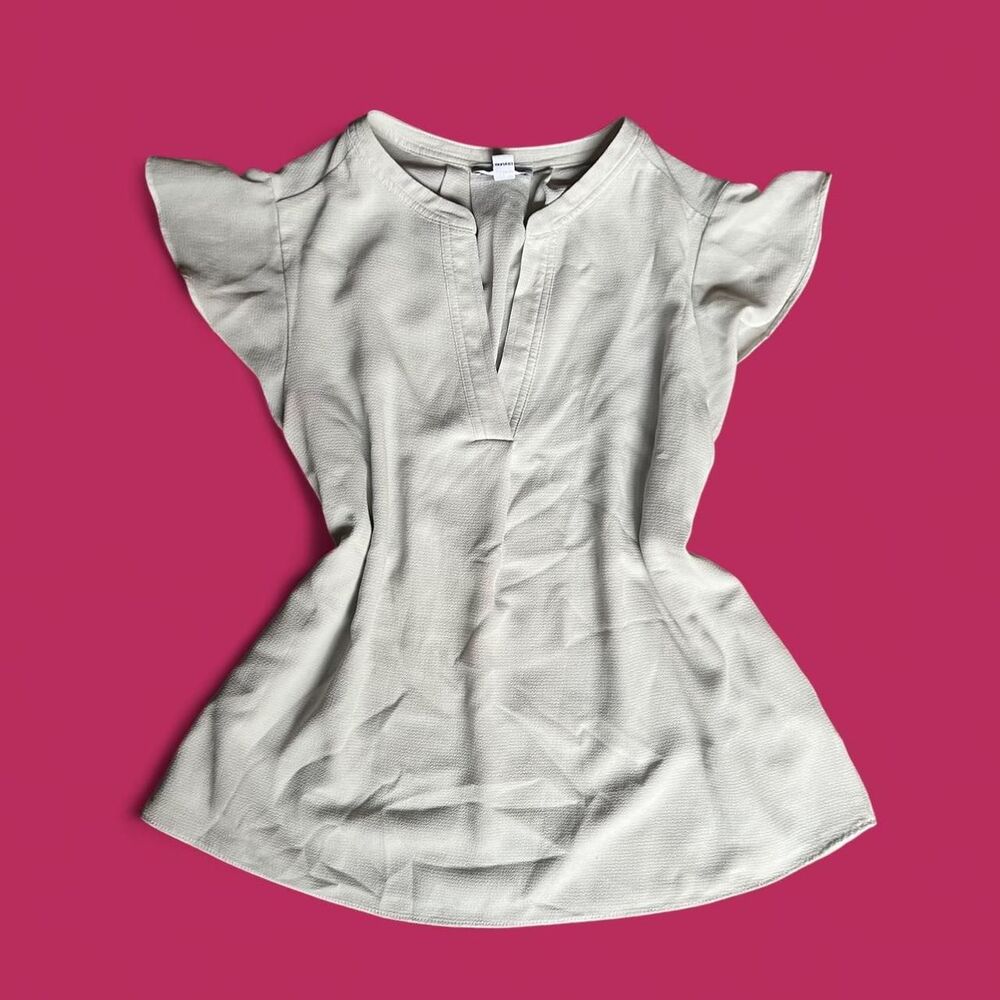 Calvin Klein flutter sleeve grey ish/neutral white a short flutter sleeve blouse